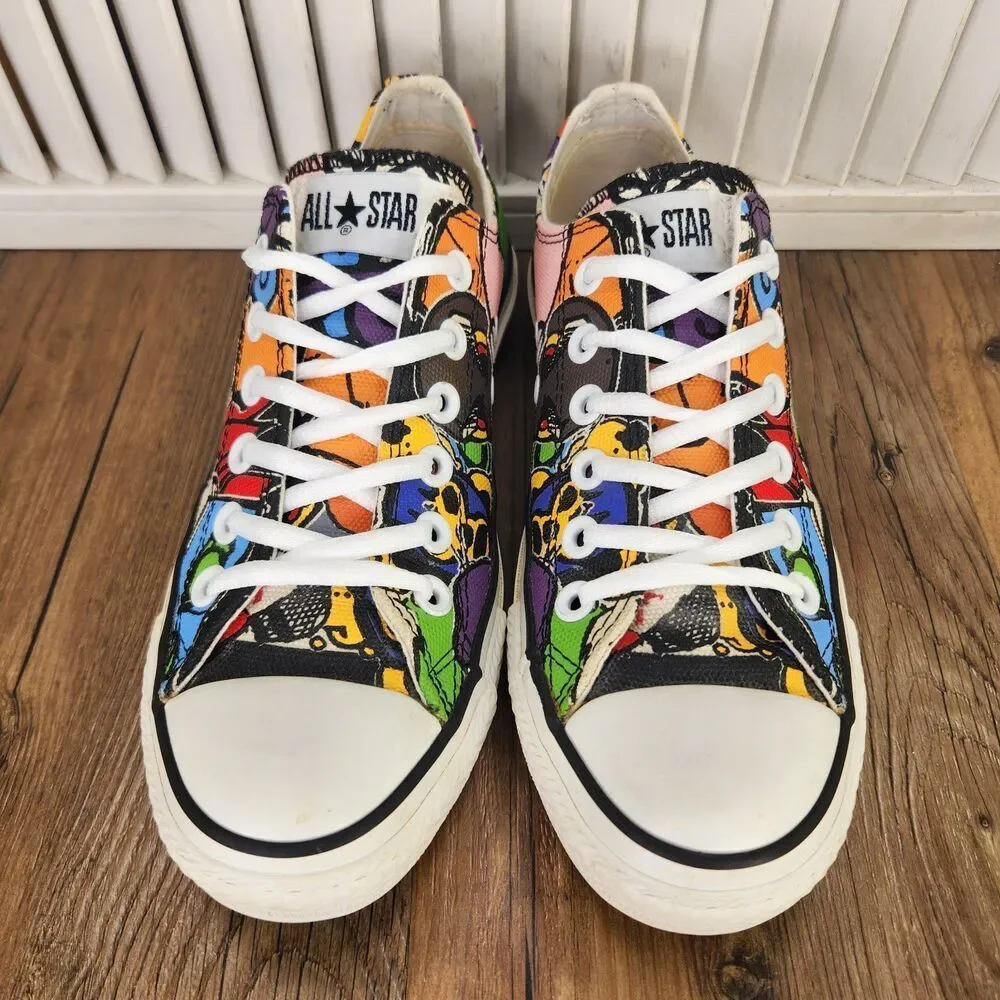 Converse Chuck Taylor All Star Low Graphic Canvas Shoes Womens Sz 7 Y2K Colorful - Picture 8 of 9